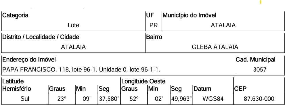 RUA PAPA FRANCISCO, N. 118, LT 96-1-1, ATALAIA